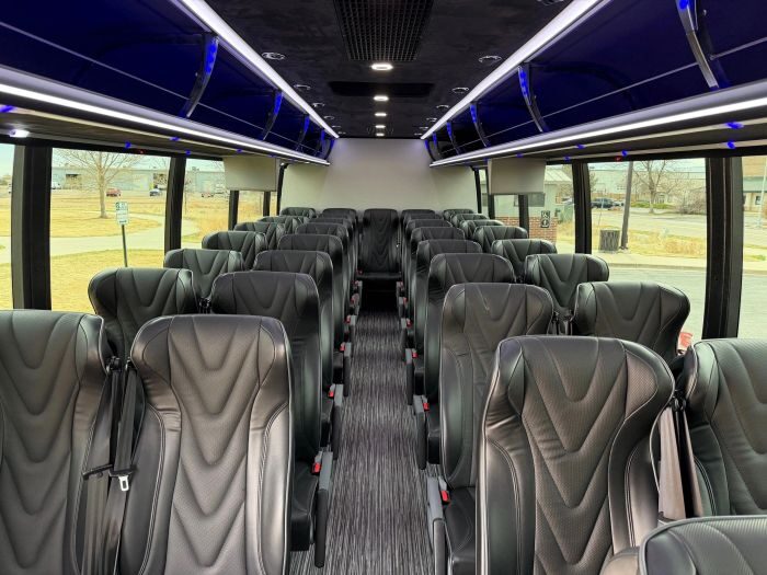 Coach bus leather seats – Pueblo party bus rental