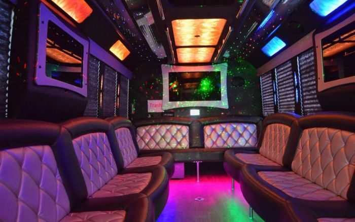 Party bus lounge with LED ceiling – Pueblo party bus rental